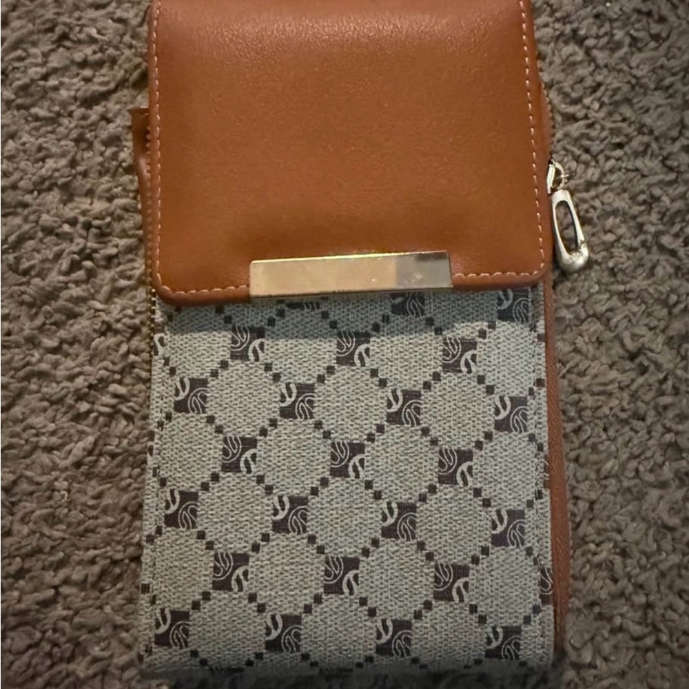Source Unknown Brown And Gray Patterned Wallet - image 1